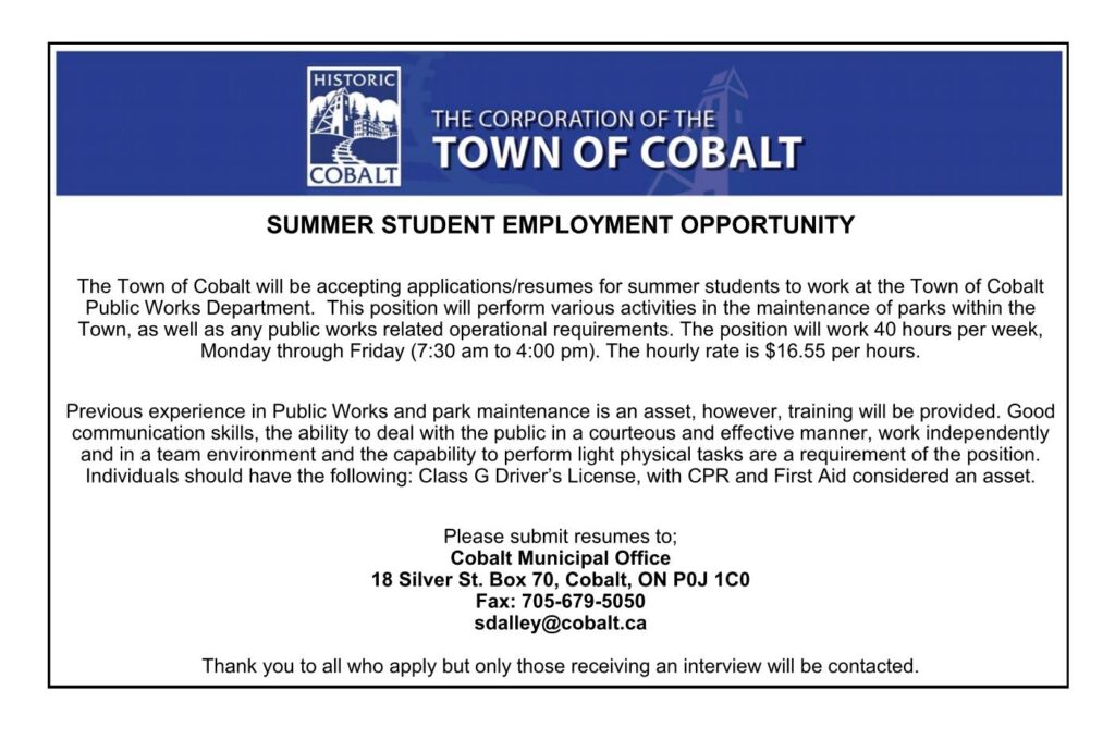 SUMMER STUDENT EMPLOYMENT OPPORTUNITY