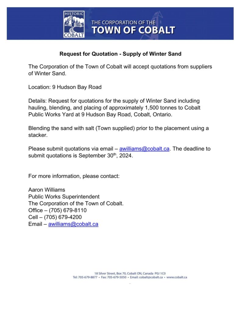 Request for Quotation - Supply of Winter Sand